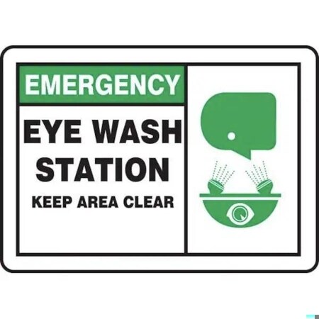 Accuform Eye Wash Station - Keep Area Clear, Accu-Shield, 10 in x 14 in, Mounting Holes MFSD927XP